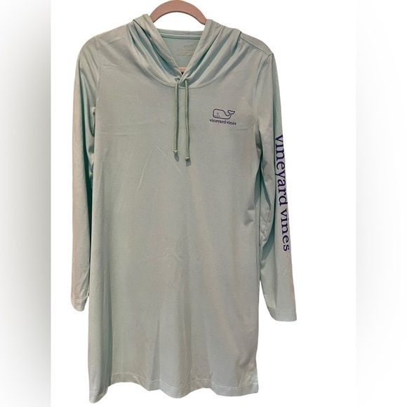 Edgartown Vintage Whale Long-Sleeve Hoodie Tee Size Small Aqua - Picture 3 of 9